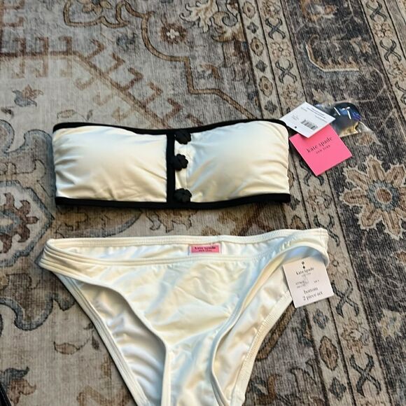 KATE SPADE CONTRAST BANDEAU BIKINI TOP BIKINI BOTTOM SET S - Picture 5 of 8